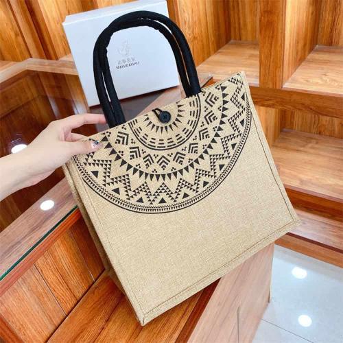 Jute Tote Bags for Women Initial Tote Bag